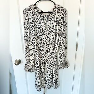 LOFT Leopard Tie Waist Dress
